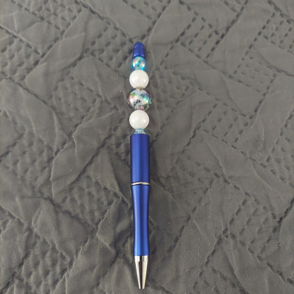 Blue and White Beaded Pen